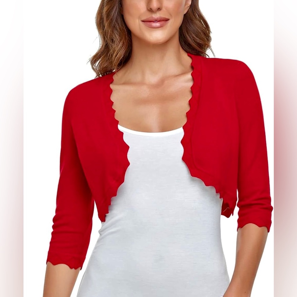 Red Cropped Shrug Cardigan Bolero Sweater 2X NWOT